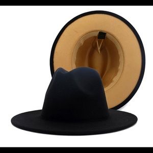Black and Camel Two Tone Fedora Hat